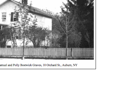 Text Box:  

Home of Samuel and Polly Bostwick Graves, 10 Orchard St., Auburn, NY

